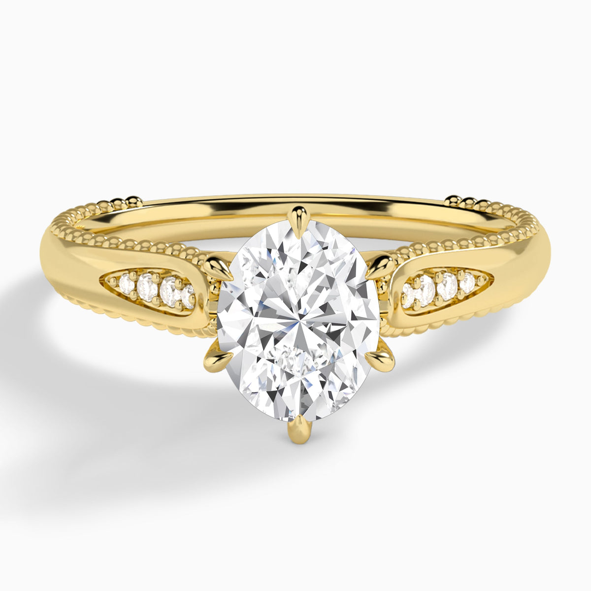 Oval Opera Six-Prong Lab Diamond Engagement Ring In 18K Yellow Gold - Lucenjuri