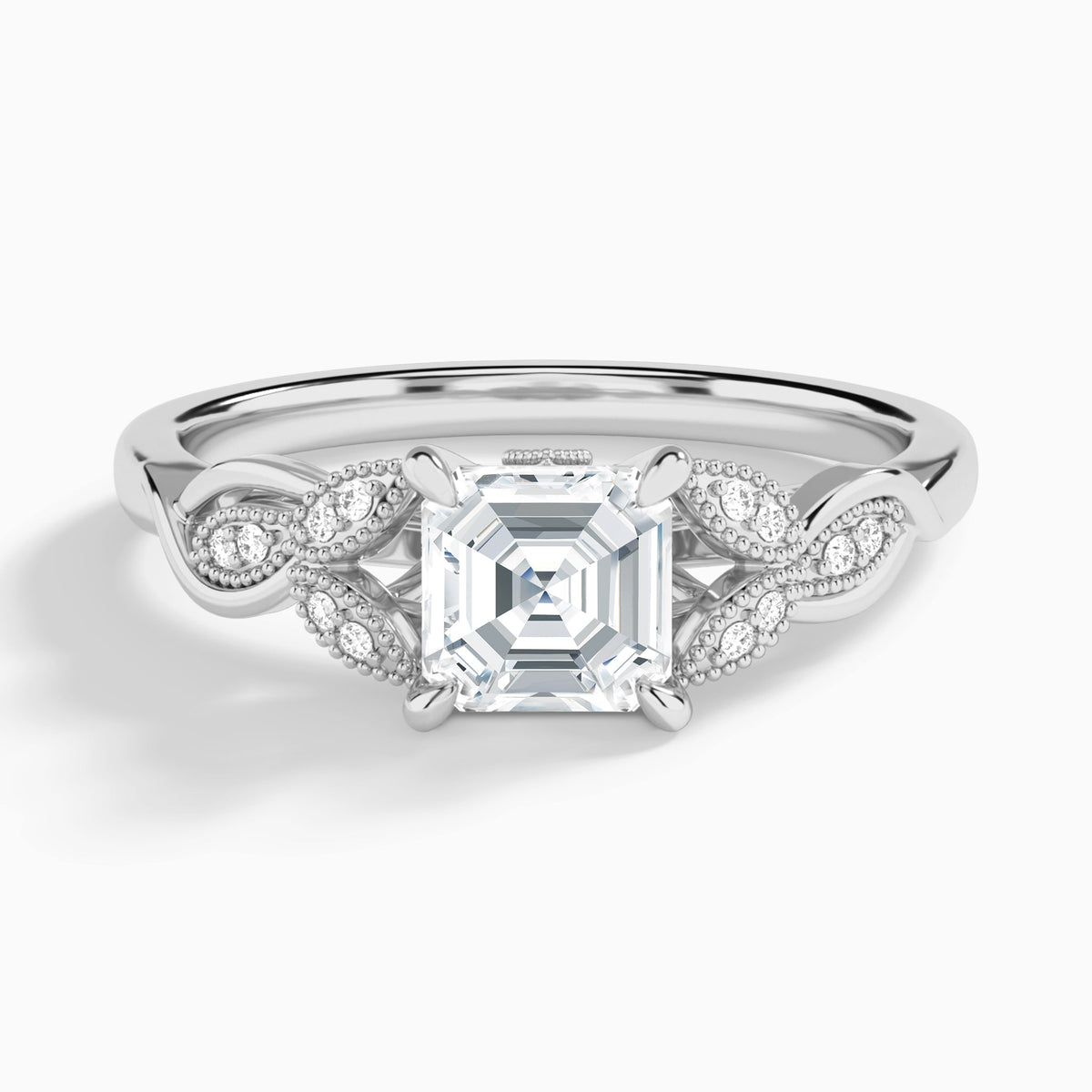Asscher Lyra Lab Grown Diamond Engagement Ring In Platinum - Lucenjuri