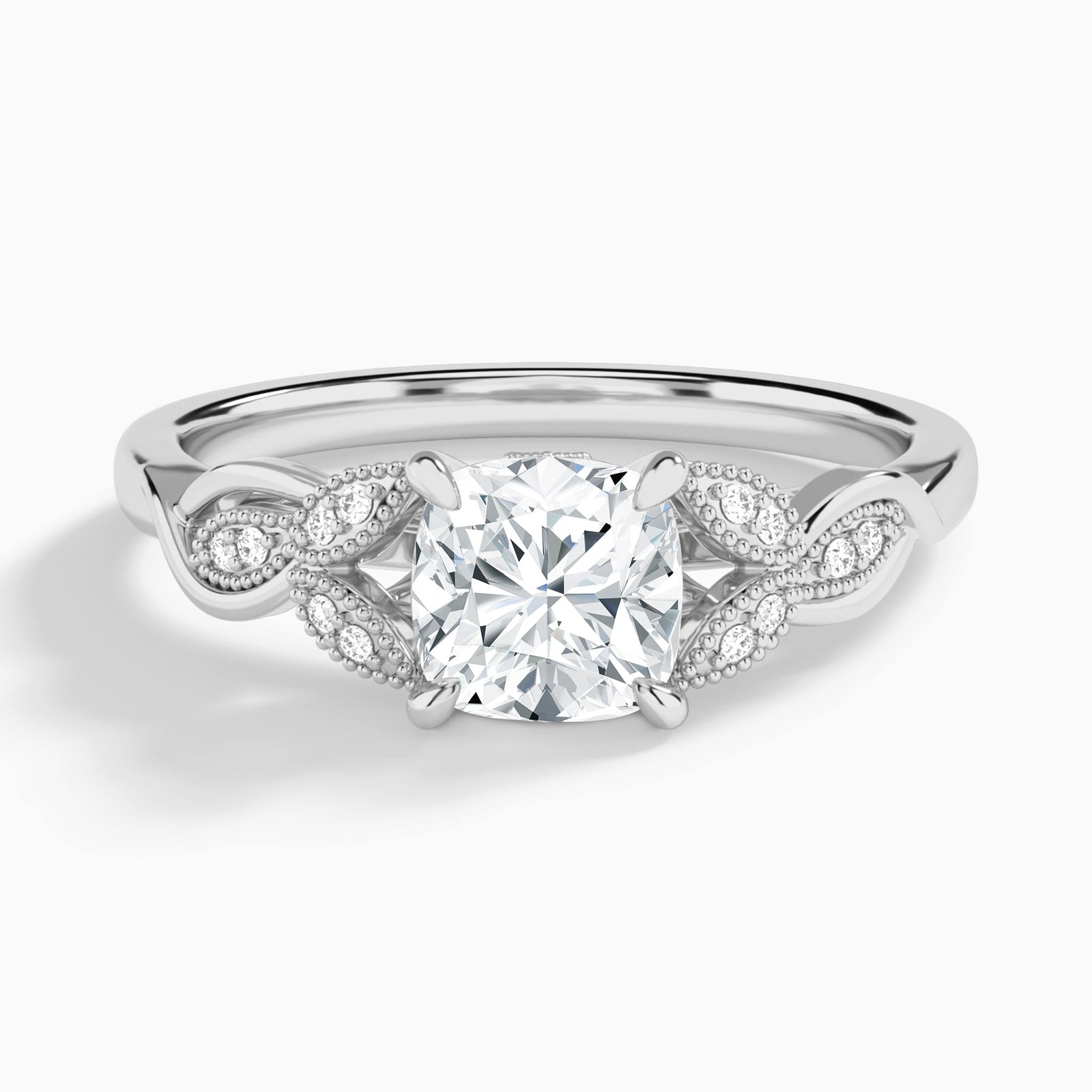 Cushion Lyra Lab Grown Diamond Engagement Ring In Platinum - Lucenjuri