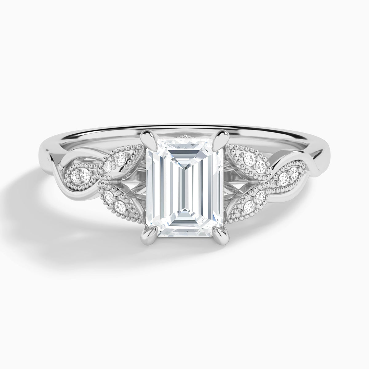 Emerald Lyra Lab Grown Diamond Engagement Ring In Platinum - Lucenjuri