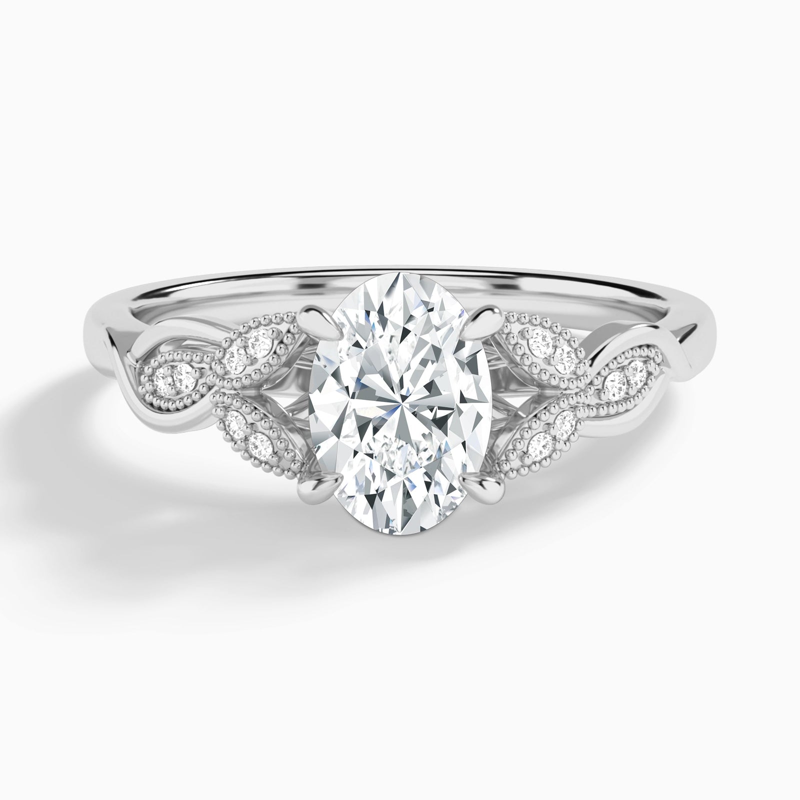 Oval Lyra Lab Grown Diamond Engagement Ring In Platinum - Lucenjuri