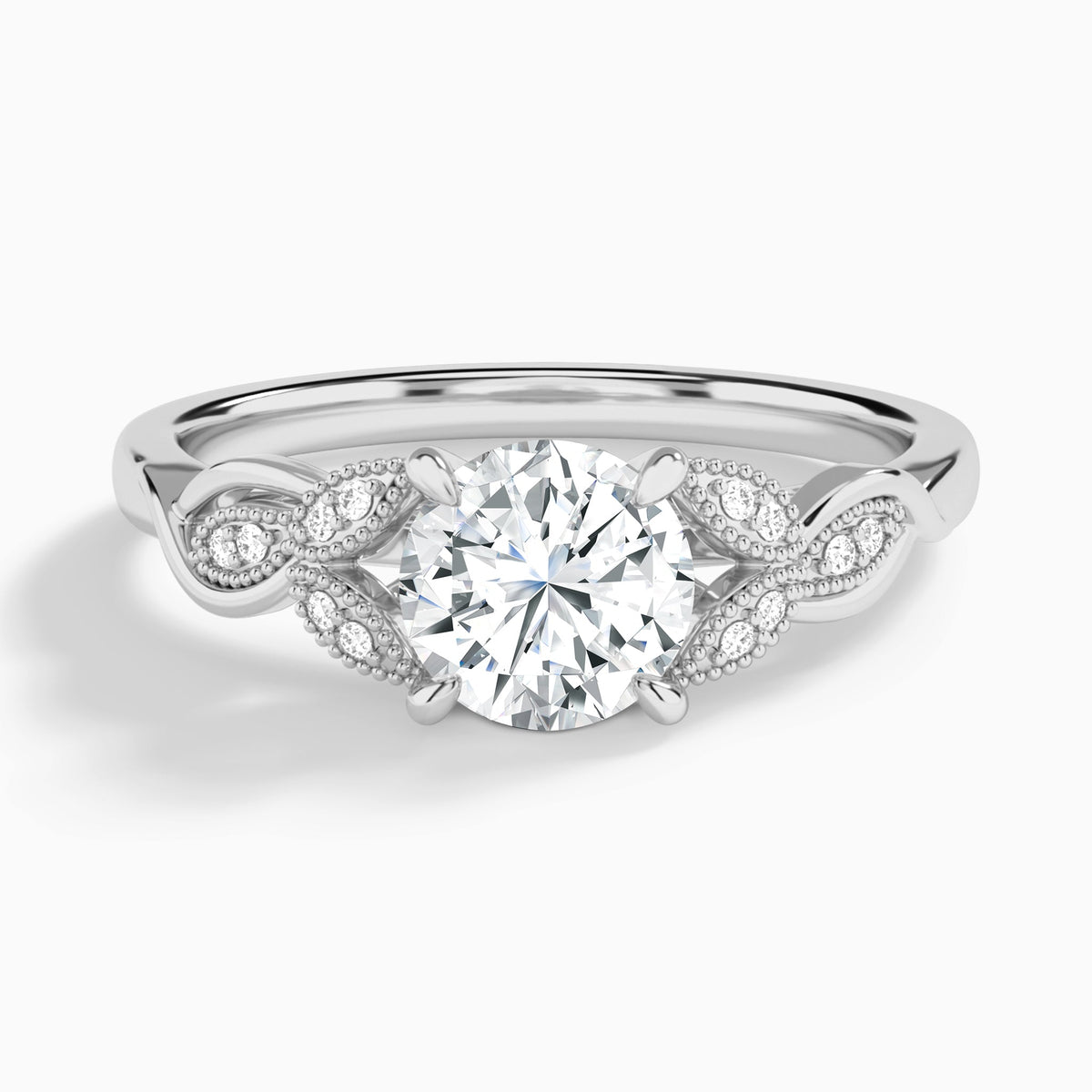 Round Lyra Lab Grown Diamond Engagement Ring In Platinum - Lucenjuri