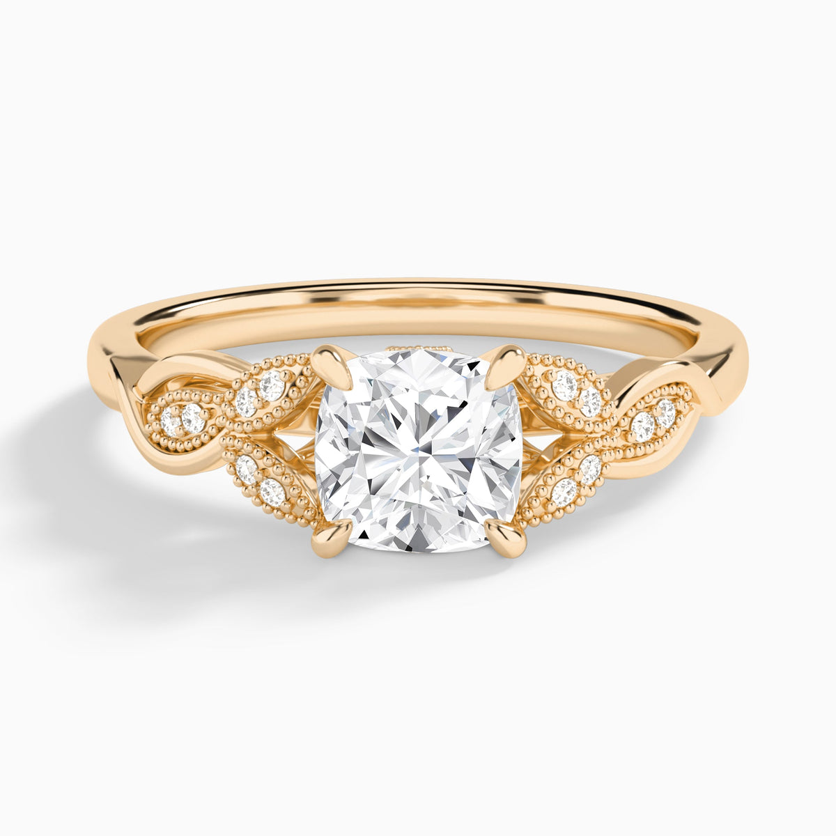 Cushion Lyra Lab Grown Diamond Engagement Ring In 14K Rose Gold - Lucenjuri