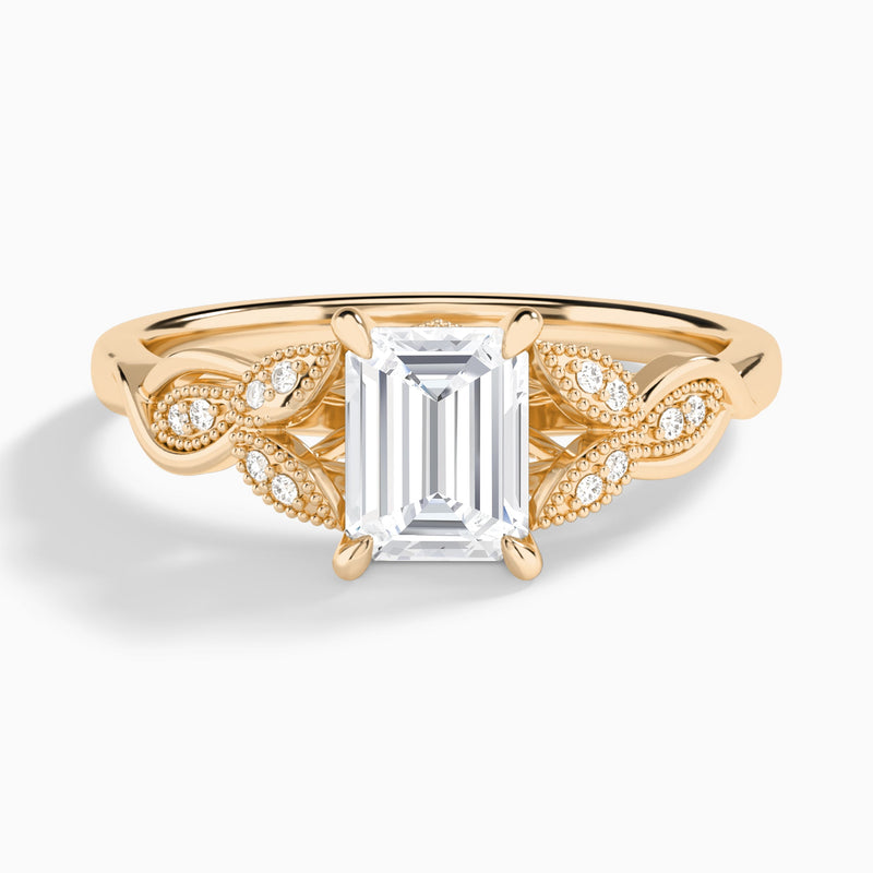 Emerald Lyra Lab Grown Diamond Engagement Ring In 14K Rose Gold - Lucenjuri