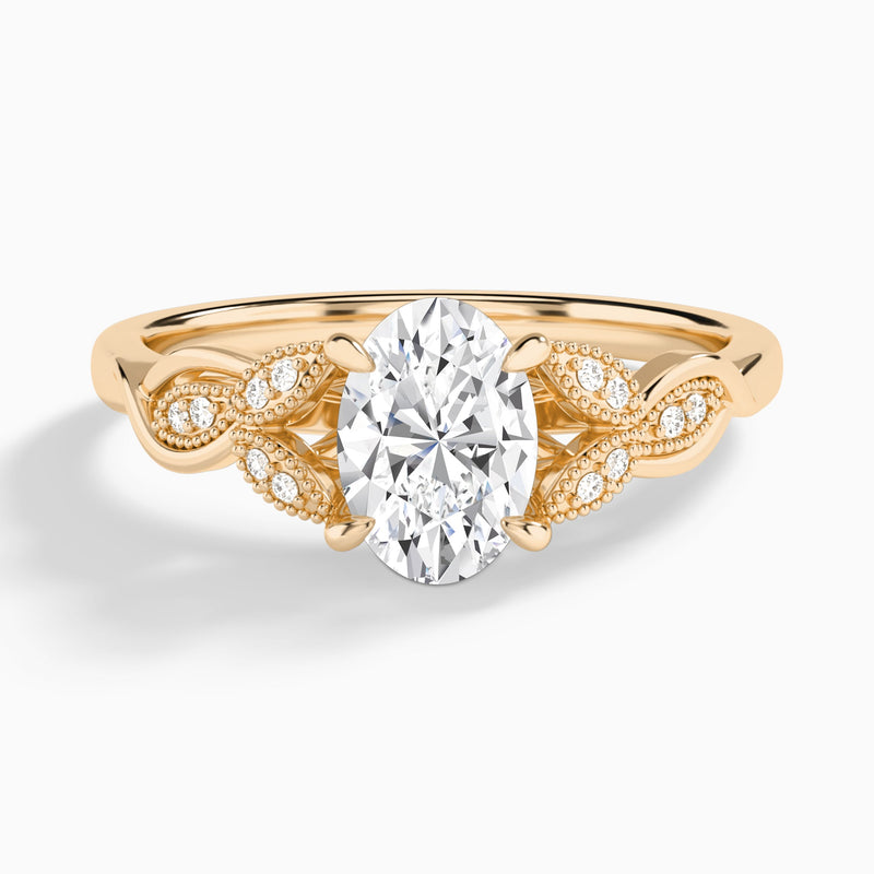 Oval Lyra Lab Grown Diamond Engagement Ring In 14K Rose Gold - Lucenjuri