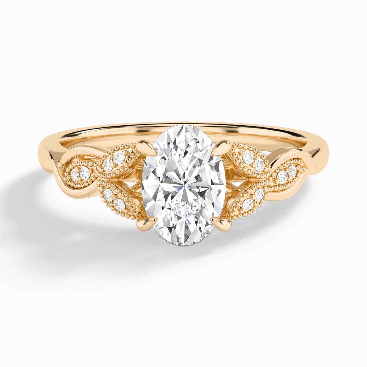 Oval Lyra Lab Grown Diamond Engagement Ring In 14K Rose Gold - Lucenjuri