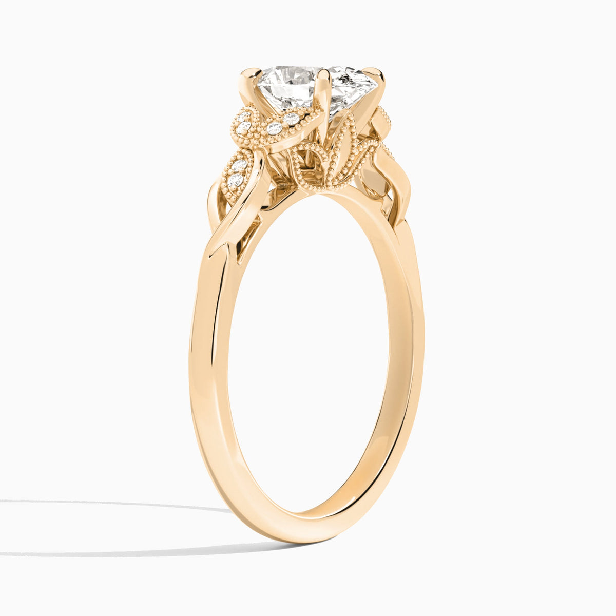 Oval Lyra Lab Grown Diamond Engagement Ring In 14K Rose Gold, Angle View