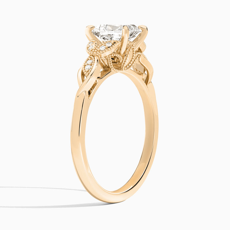 Radiant Lyra Lab Grown Diamond Engagement Ring In 14K Rose Gold, Angle View
