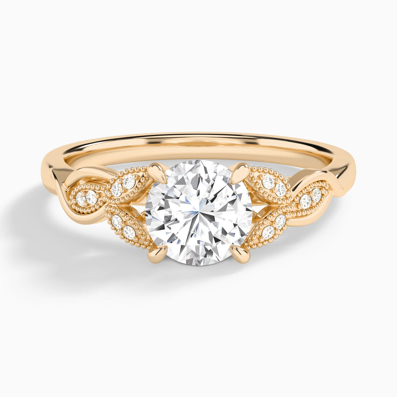Round Lyra Lab Grown Diamond Engagement Ring In 14K Rose Gold - Lucenjuri
