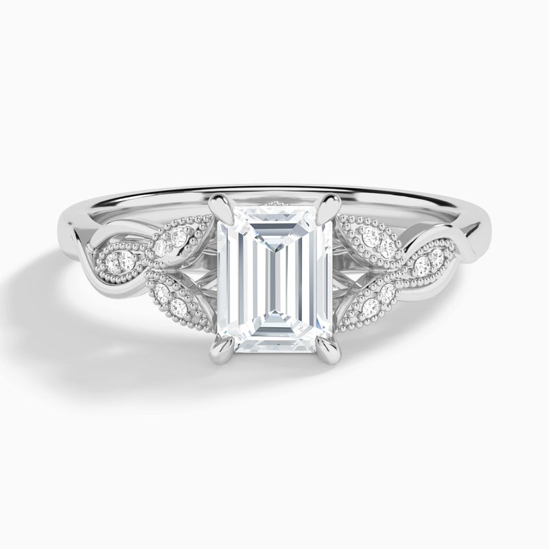 Emerald Lyra Lab Grown Diamond Engagement Ring In 14K White Gold