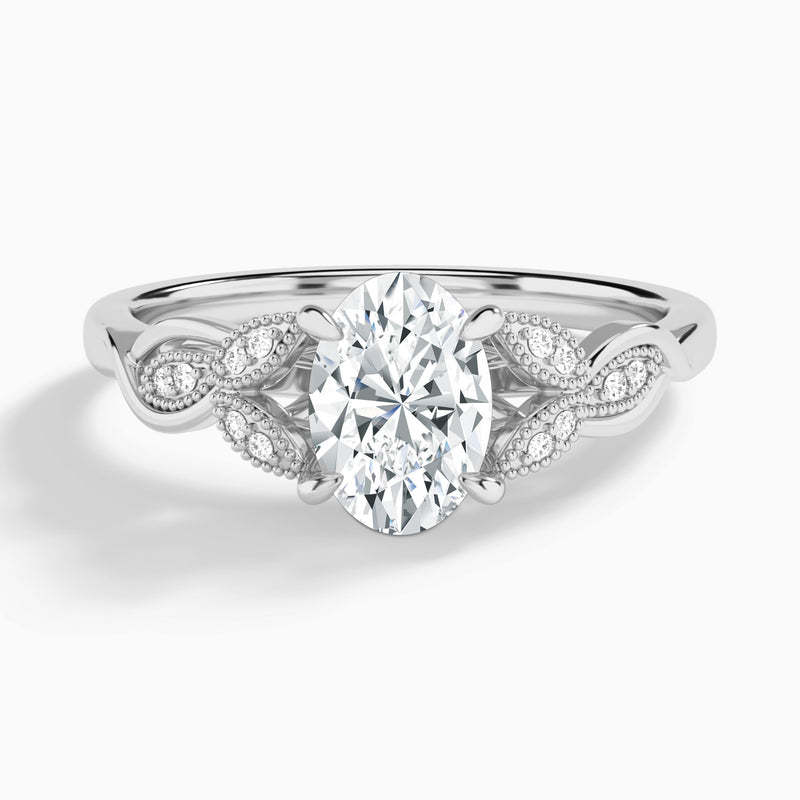 Oval Lyra Lab Grown Diamond Engagement Ring In 18K White Gold - Lucenjuri