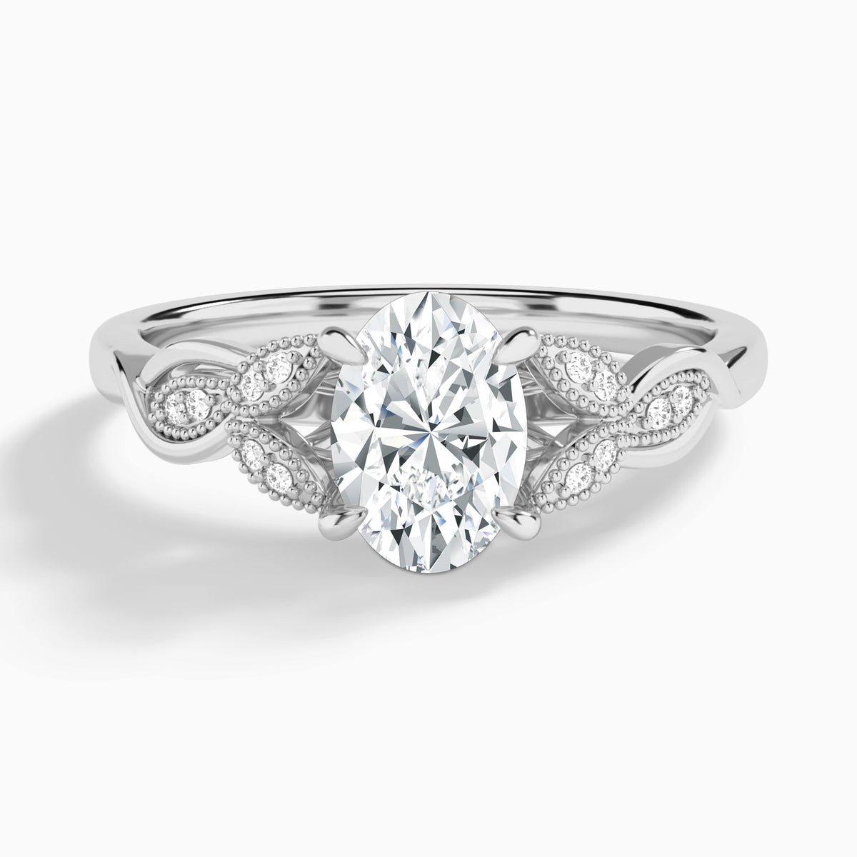 Oval Lyra Lab Grown Diamond Engagement Ring In 18K White Gold - Lucenjuri