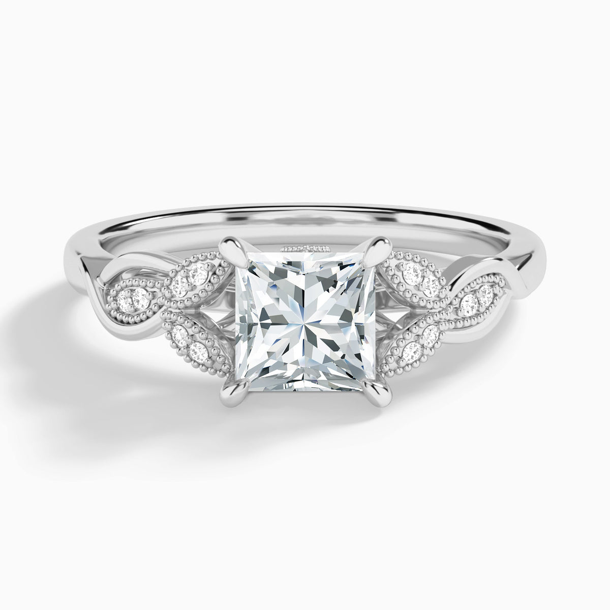 Princess Lyra Lab Grown Diamond Engagement Ring In 14K White Gold - Lucenjuri
