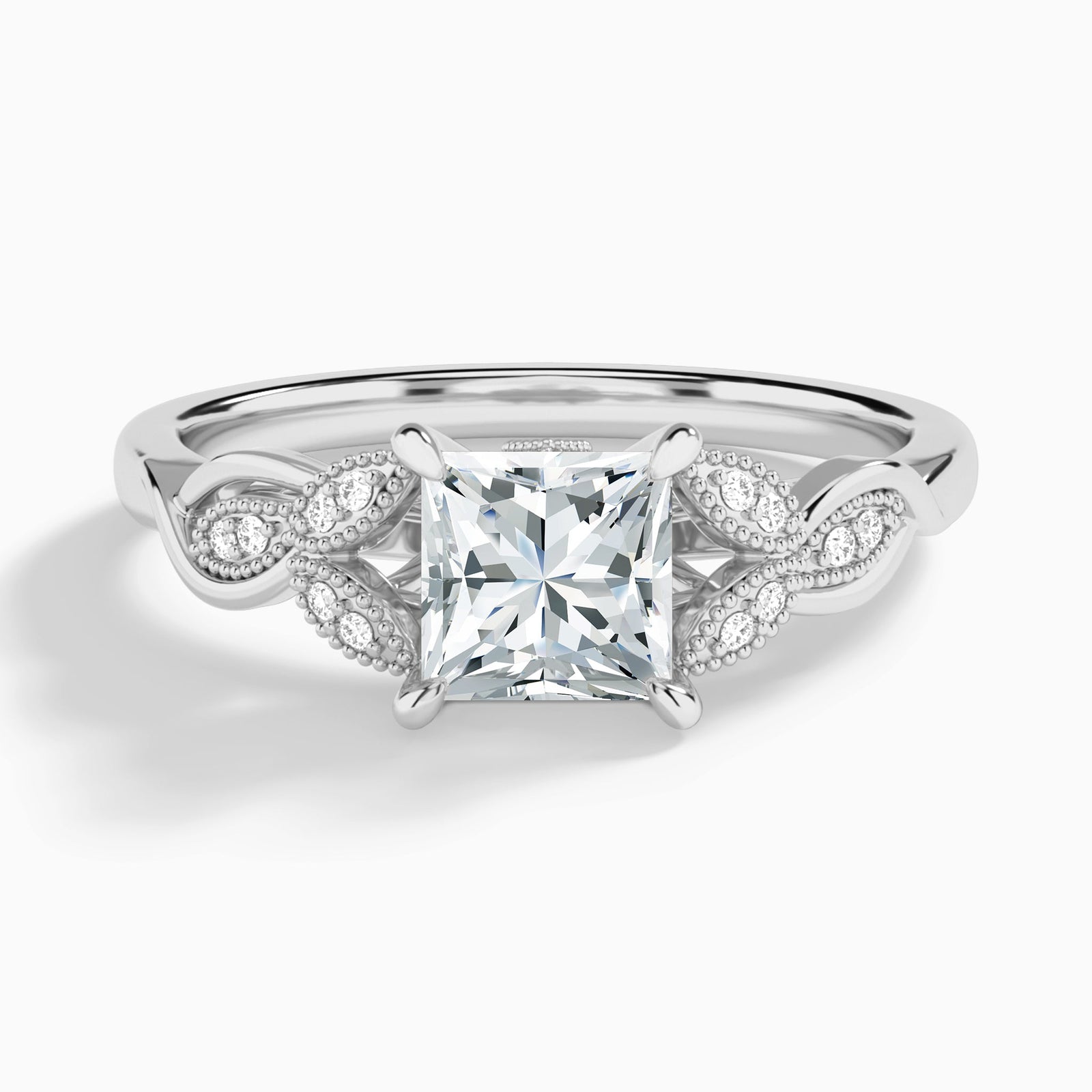 Princess Lyra Lab Grown Diamond Engagement Ring In 18K White Gold - Lucenjuri