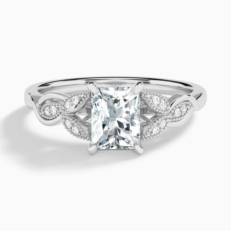 Radiant Lyra Lab Grown Diamond Engagement Ring In 14K White Gold