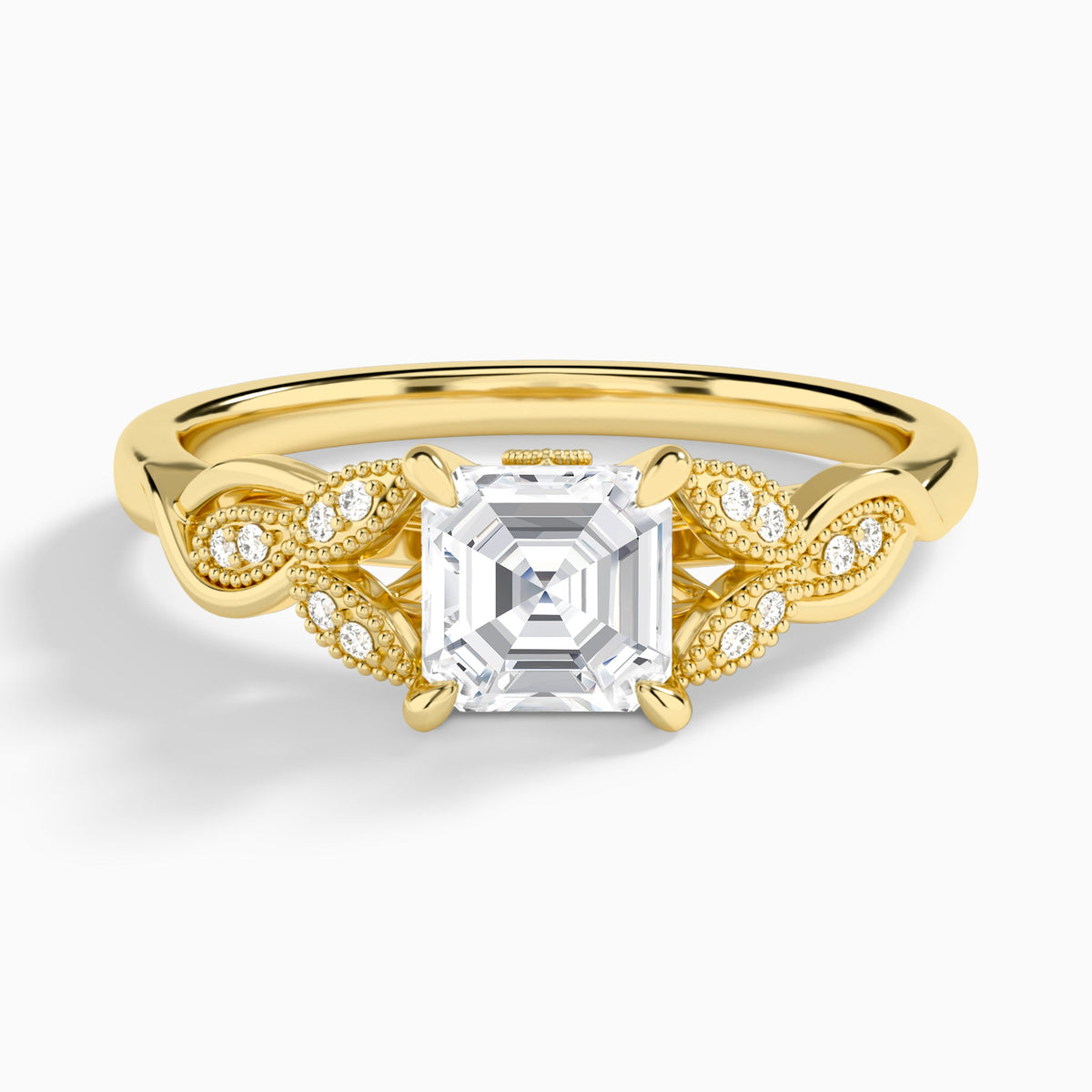 Asscher Lyra Lab Grown Diamond Engagement Ring In 14K Yellow Gold - Lucenjuri