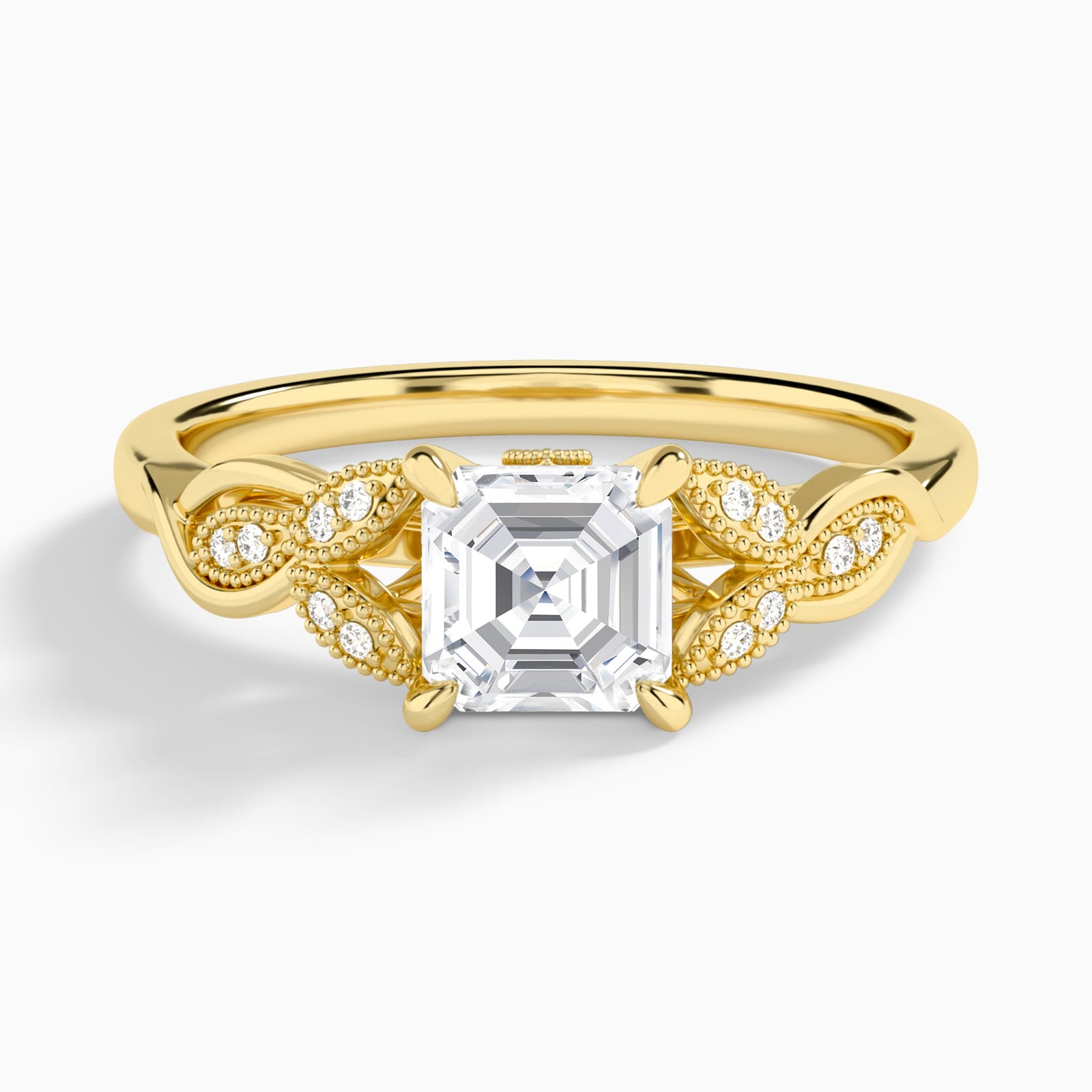 Asscher Lyra Lab Grown Diamond Engagement Ring In 14K Yellow Gold - Lucenjuri