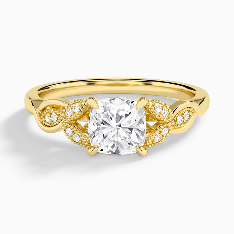 Cushion Lyra Lab Grown Diamond Engagement Ring In 18K Yellow Gold - Lucenjuri
