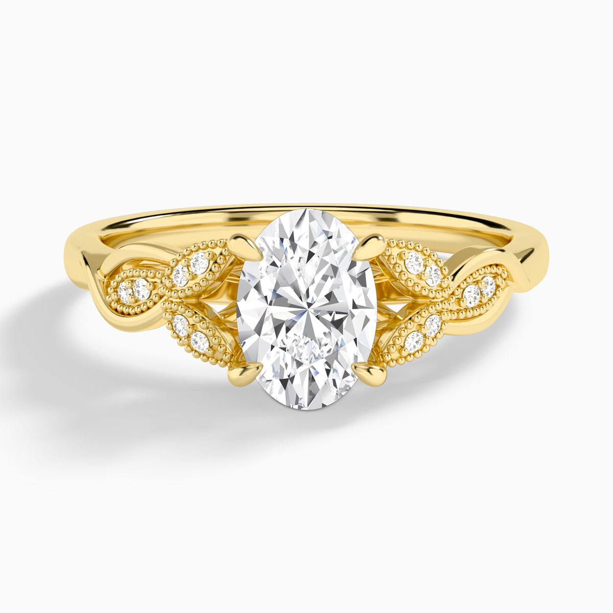 Oval Lyra Lab Grown Diamond Engagement Ring In 18K Yellow Gold - Lucenjuri