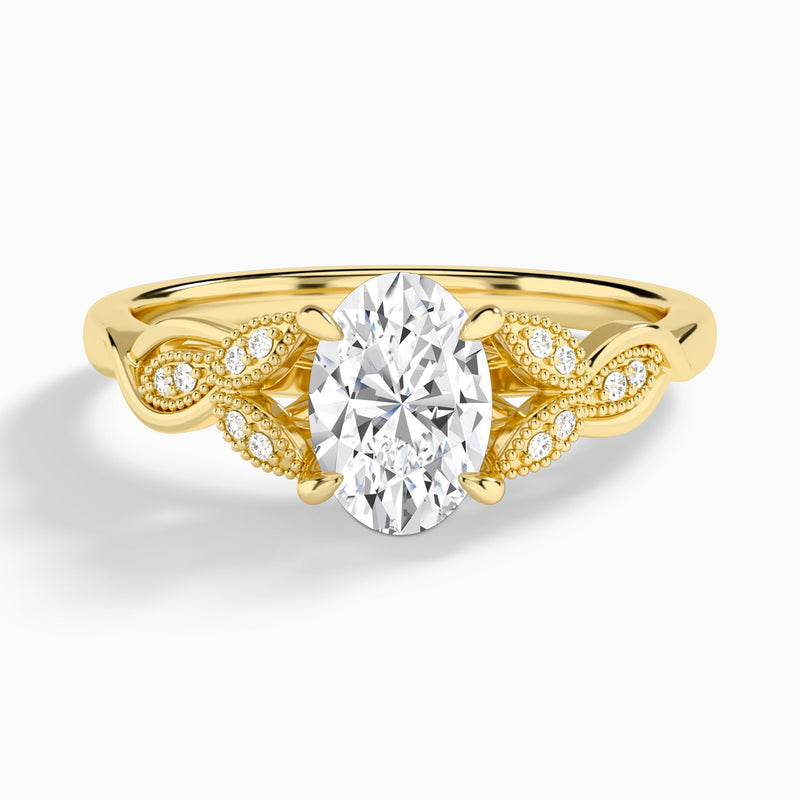Oval Lyra Lab Grown Diamond Engagement Ring In 14K Yellow Gold - Lucenjuri