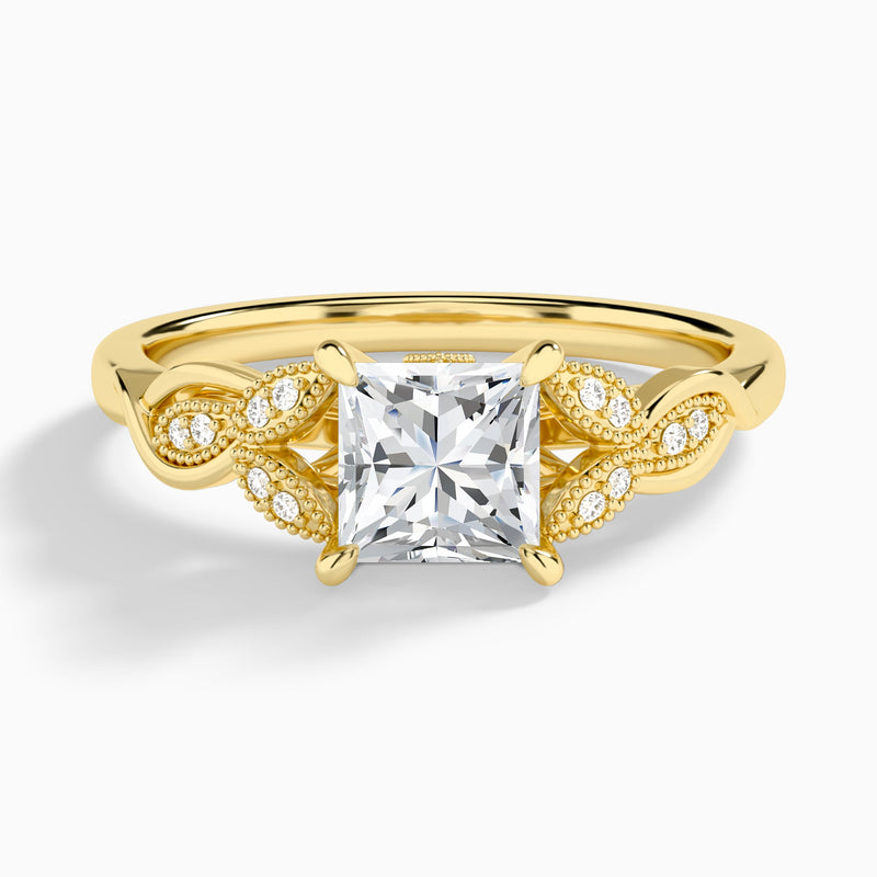 Princess Lyra Lab Grown Diamond Engagement Ring In 14K Yellow Gold - Lucenjuri