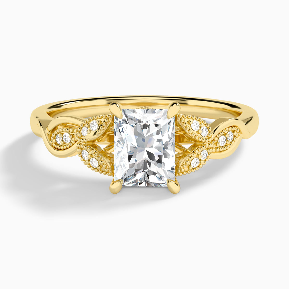 Radiant Lyra Lab Grown Diamond Engagement Ring In 18K Yellow Gold - Lucenjuri