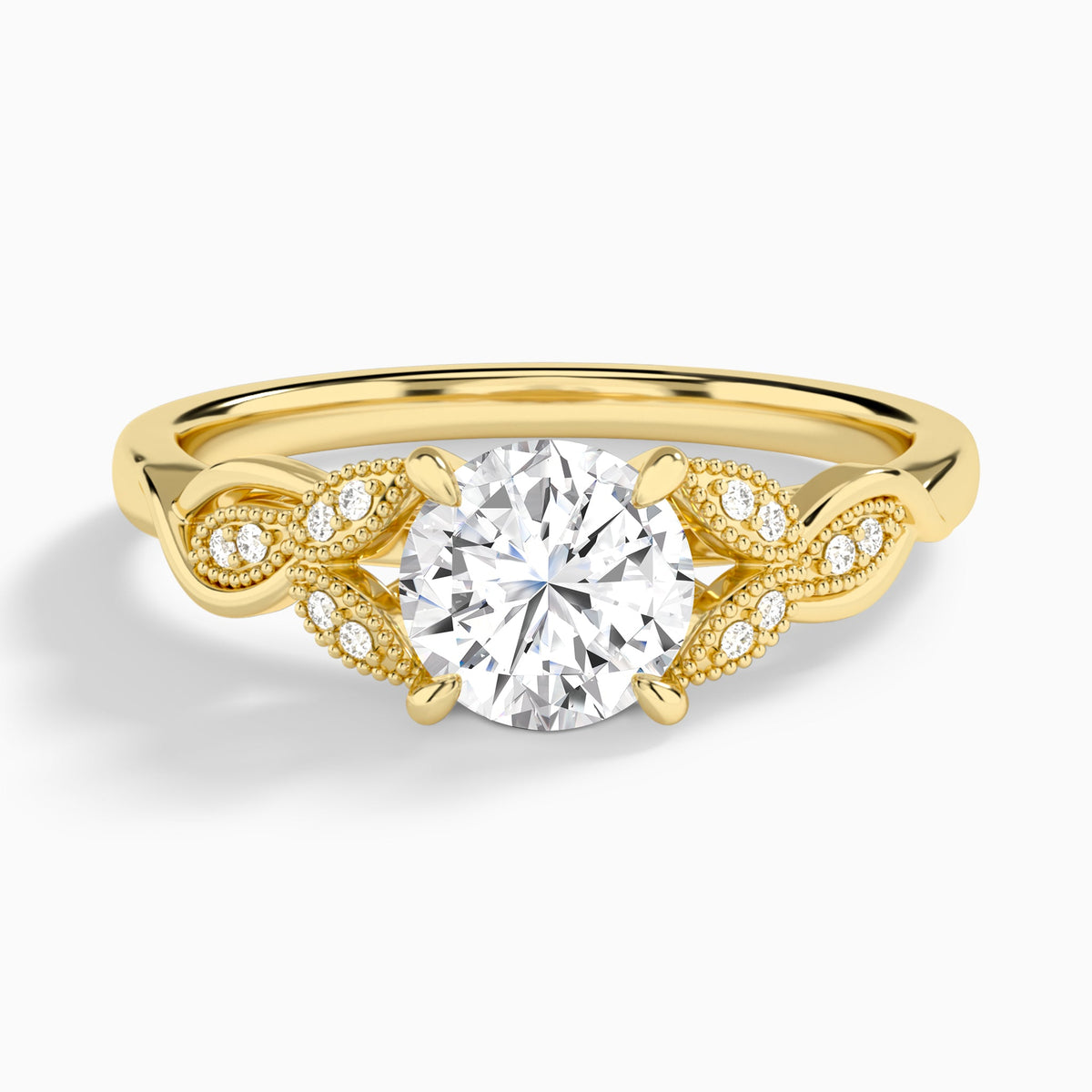 Round Lyra Lab Grown Diamond Engagement Ring In 18K Yellow Gold - Lucenjuri