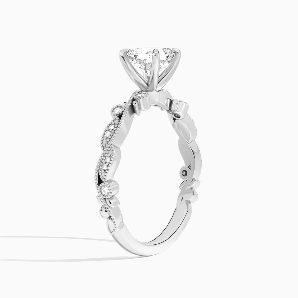 Asscher Selena Lab Grown Diamond Engagement Ring In Platinum, Angle View