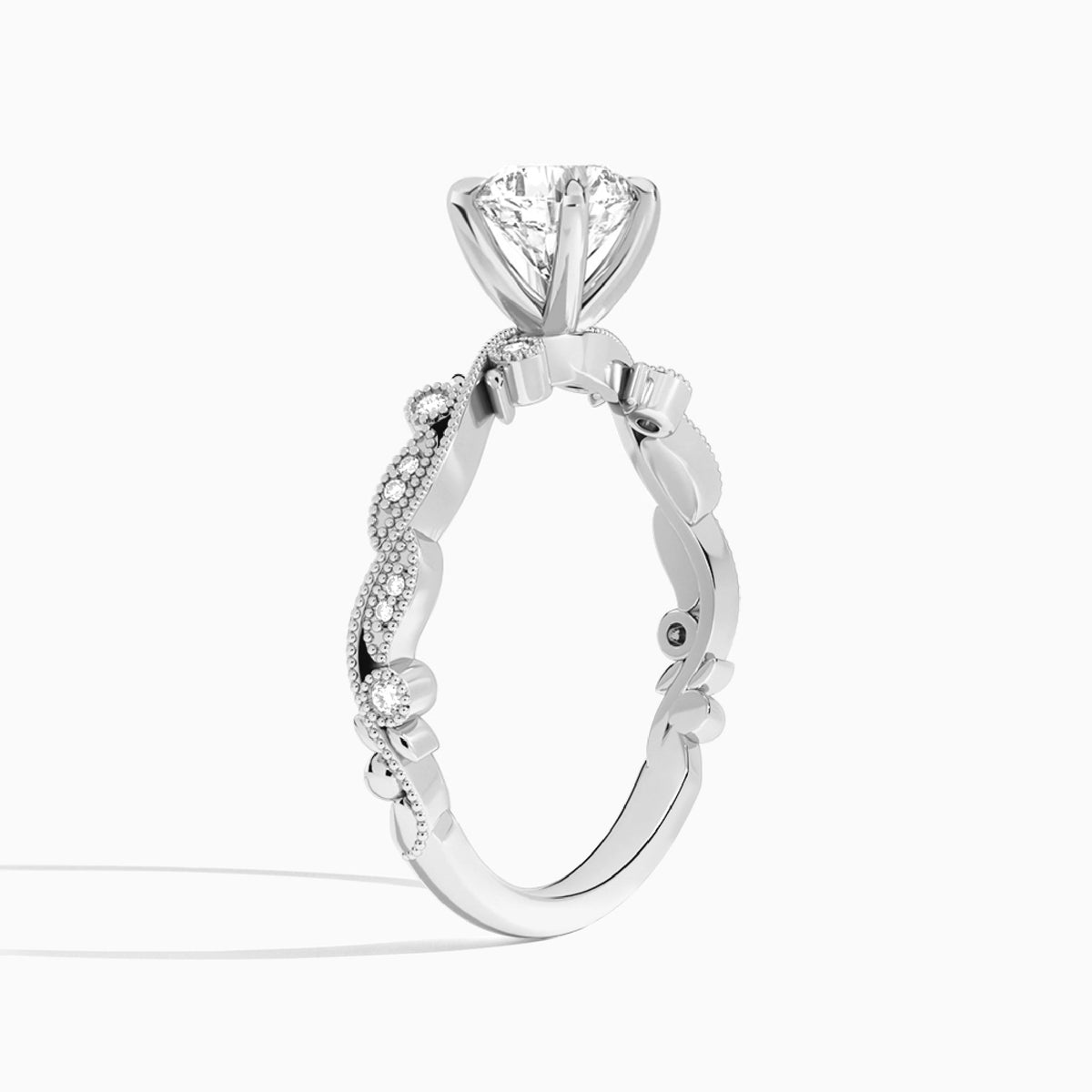 Cushion Selena Lab Grown Diamond Engagement Ring In Platinum, Angle View