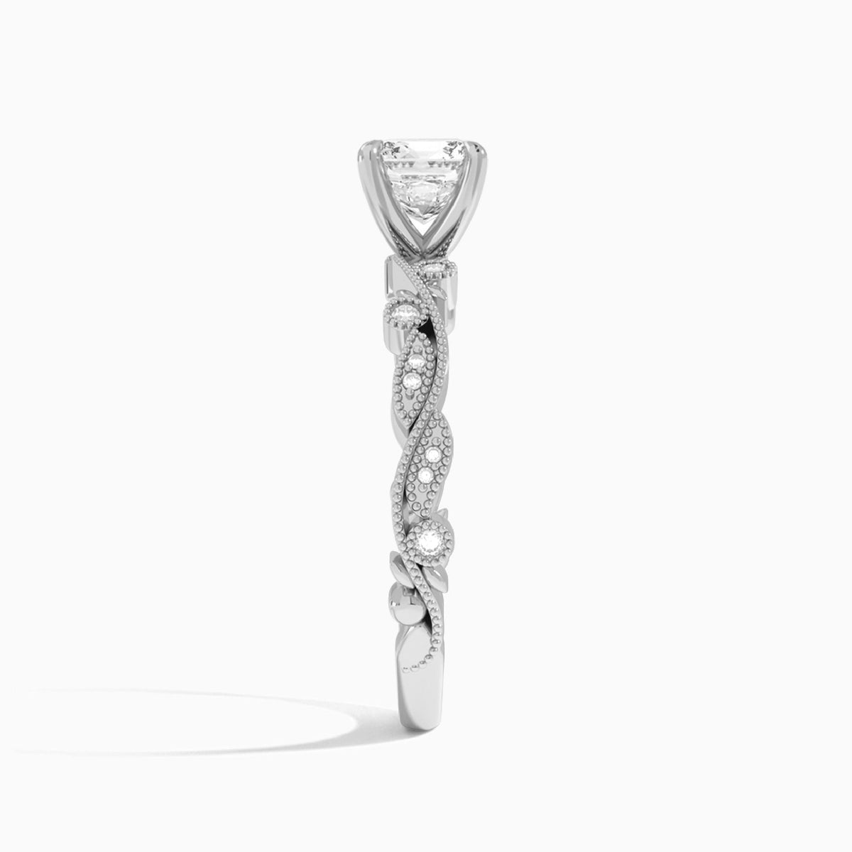 Cushion Selena Lab Grown Diamond Engagement Ring In Platinum, Side View