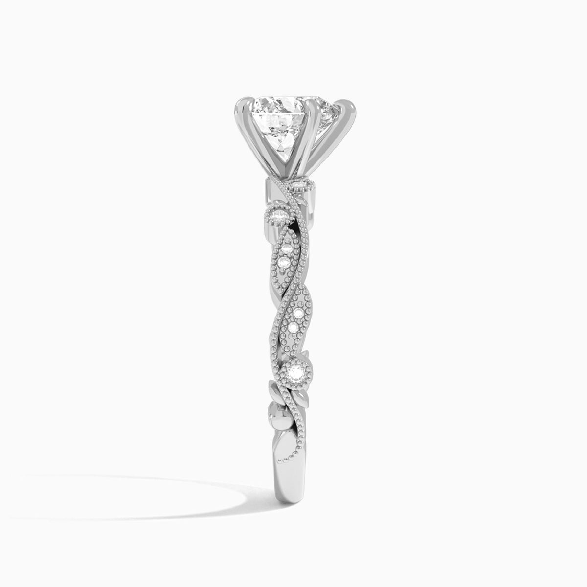 Heart Selena Lab Grown Diamond Engagement Ring In Platinum, Side View