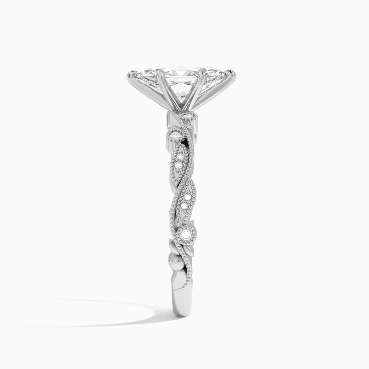 Marquise Selena Lab Grown Diamond Engagement Ring In Platinum, Side View