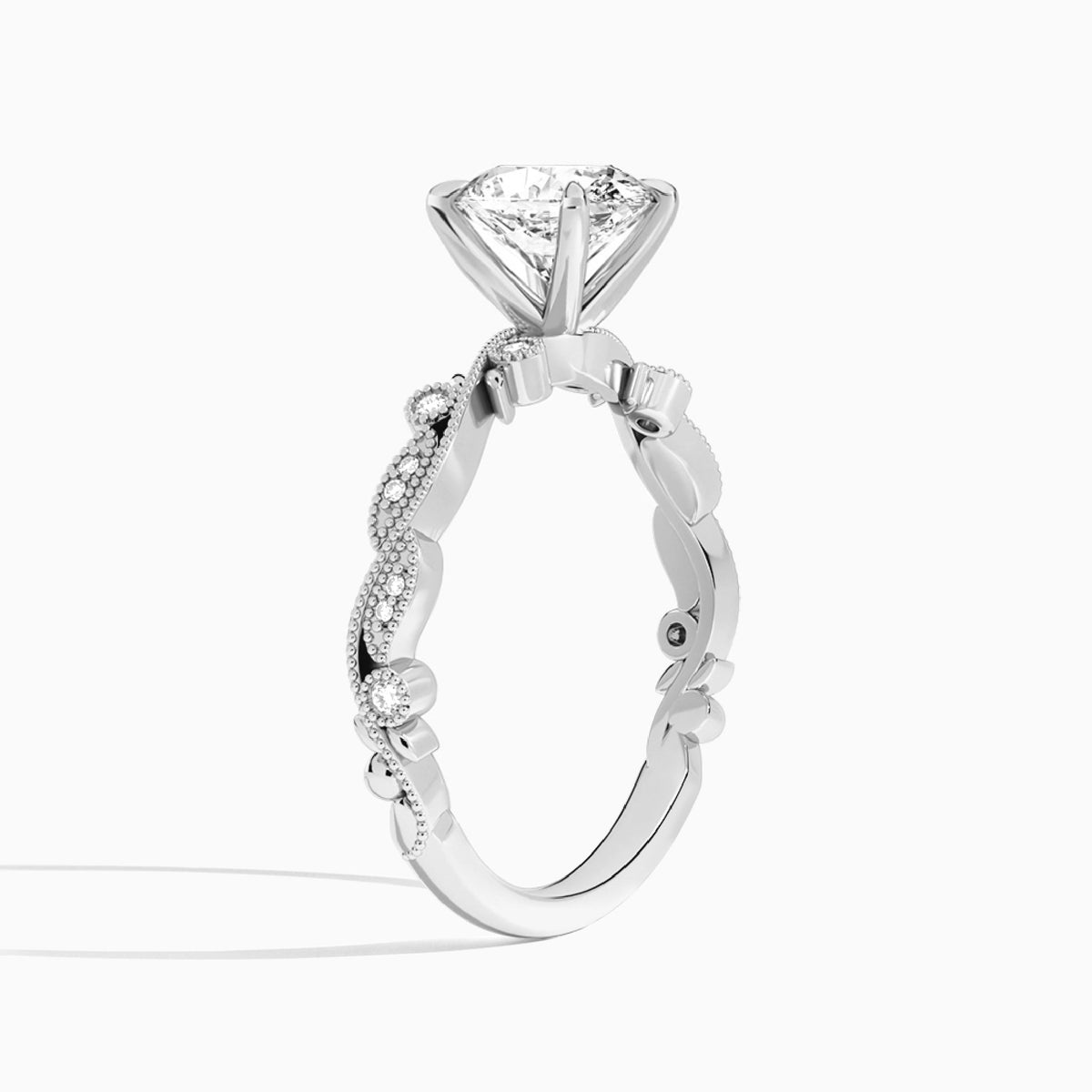 Oval Selena Lab Grown Diamond Engagement Ring In Platinum, Angle View