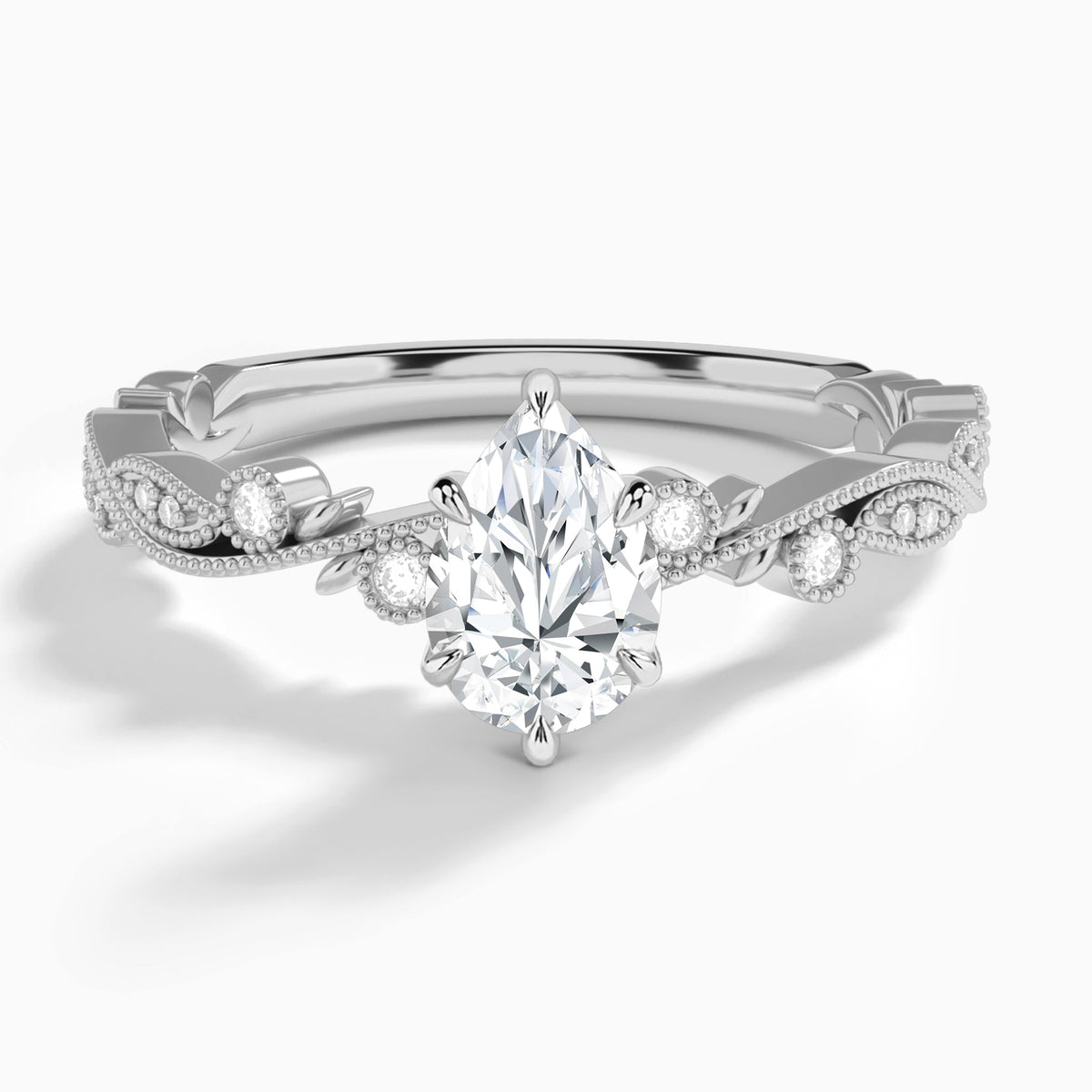 Pear Selena Lab Grown Diamond Engagement Ring In Platinum - Lucenjuri