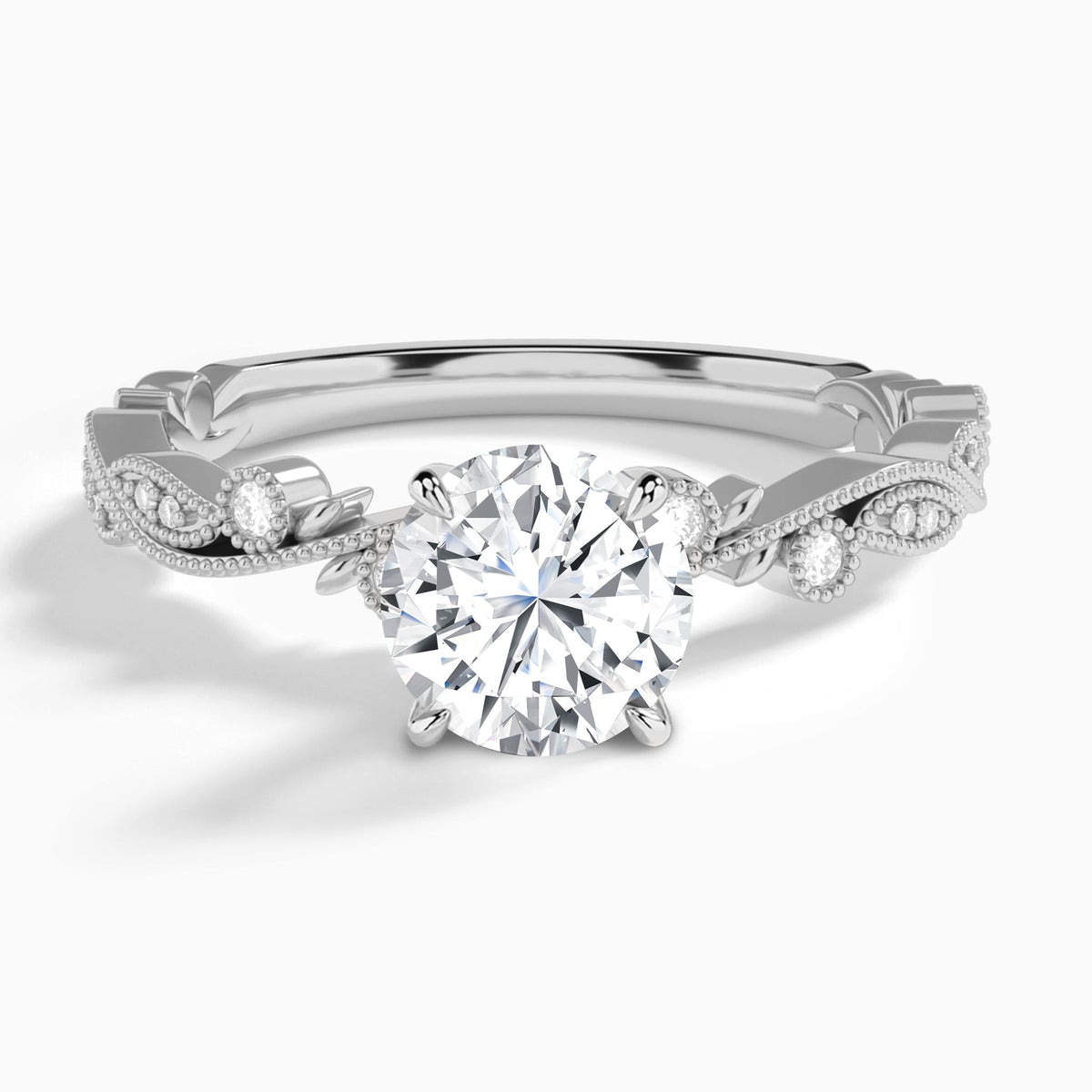 Round Selena Lab Grown Diamond Engagement Ring In Platinum - Lucenjuri