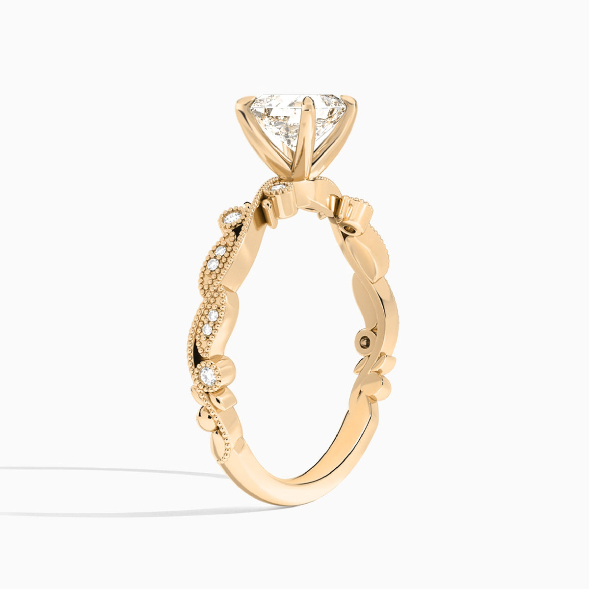 Asscher Selena Lab Grown Diamond Engagement Ring In 14K Rose Gold, Angle View