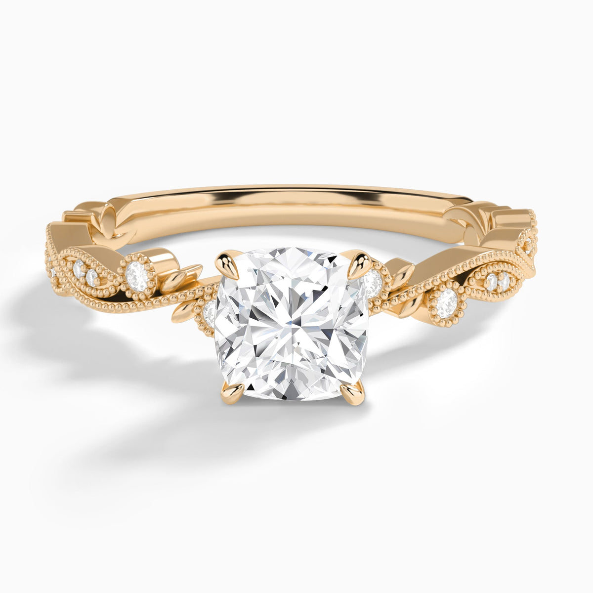 Cushion Selena Lab Grown Diamond Engagement Ring In 14K Rose Gold - Lucenjuri
