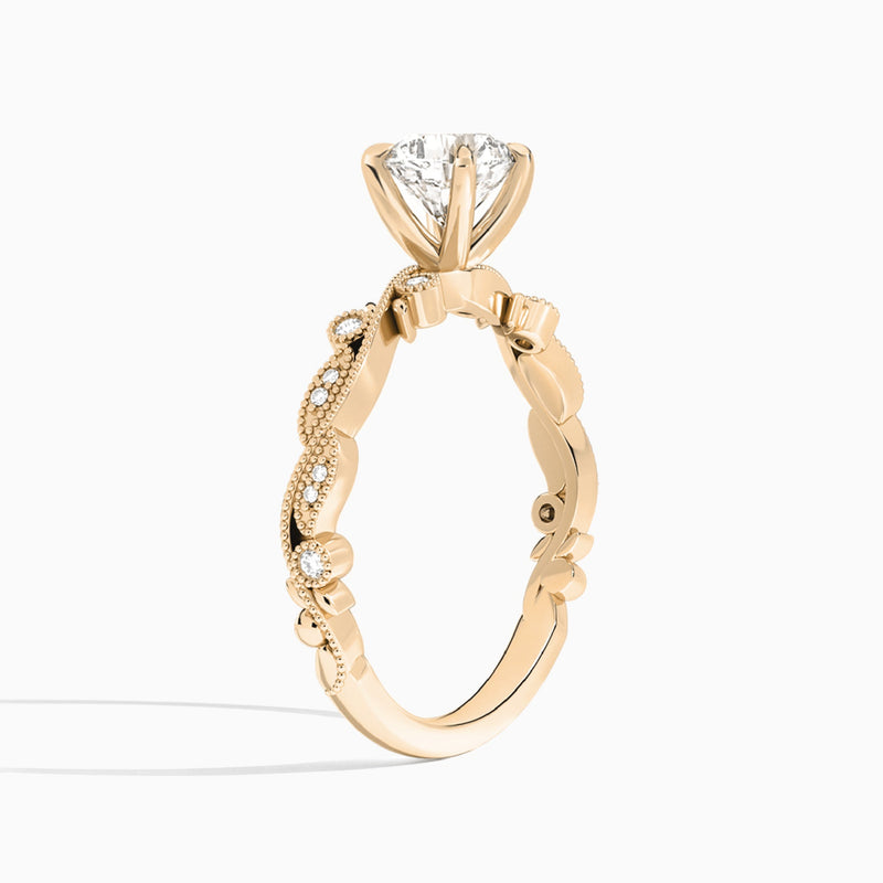 Cushion Selena Lab Grown Diamond Engagement Ring In 14K Rose Gold, Angle View