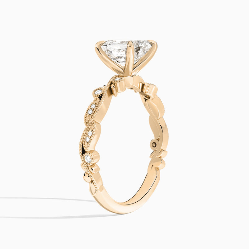 Emerald Selena Lab Grown Diamond Engagement Ring In 14K Rose Gold, Angle View