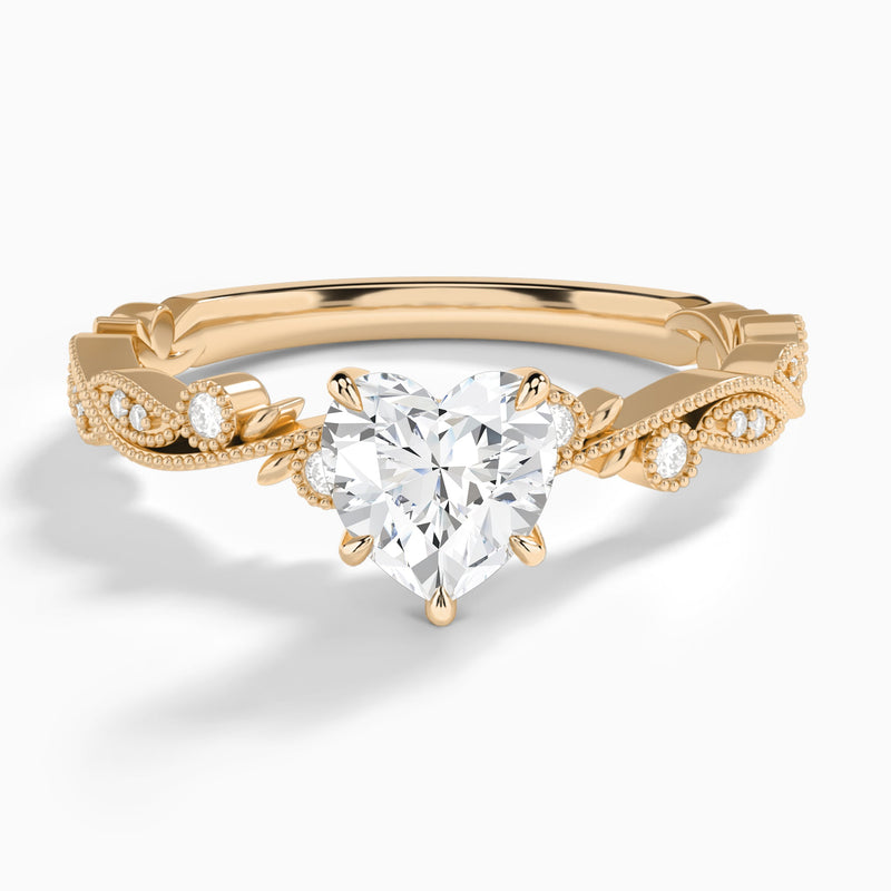 Heart Selena Lab Grown Diamond Engagement Ring In 14K Rose Gold - Lucenjuri
