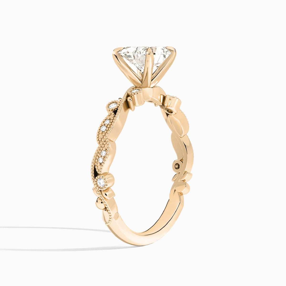 Heart Selena Lab Grown Diamond Engagement Ring In 14K Rose Gold, Angle View