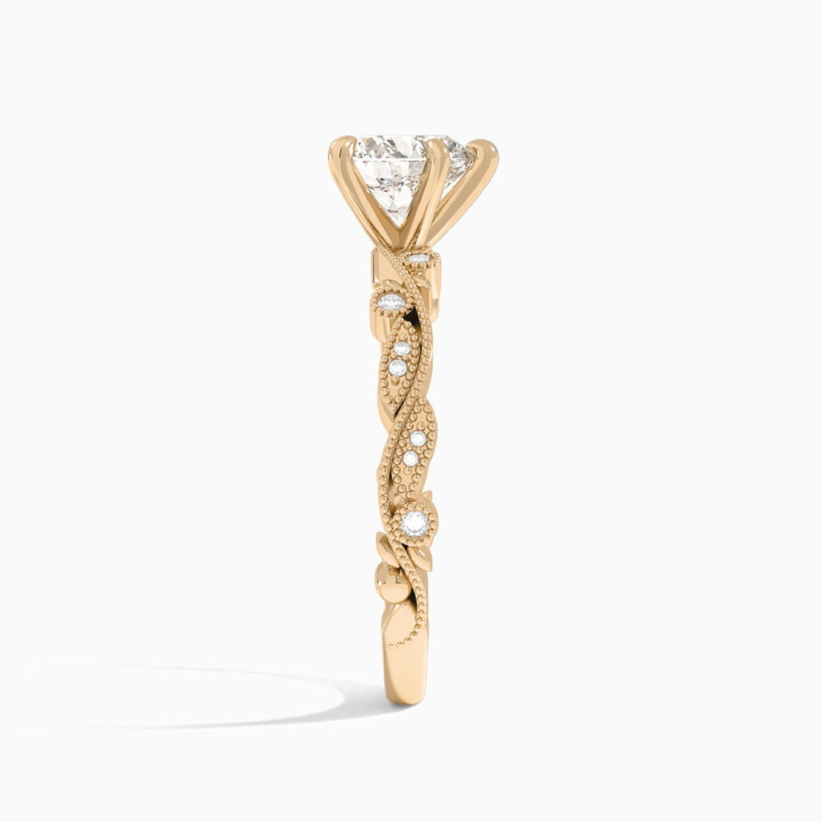Heart Selena Lab Grown Diamond Engagement Ring In 14K Rose Gold, Side View
