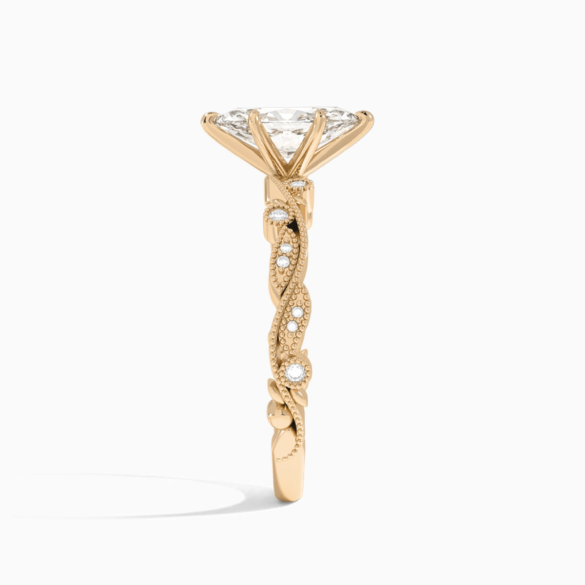 Marquise Selena Lab Grown Diamond Engagement Ring In 14K Rose Gold, Side View