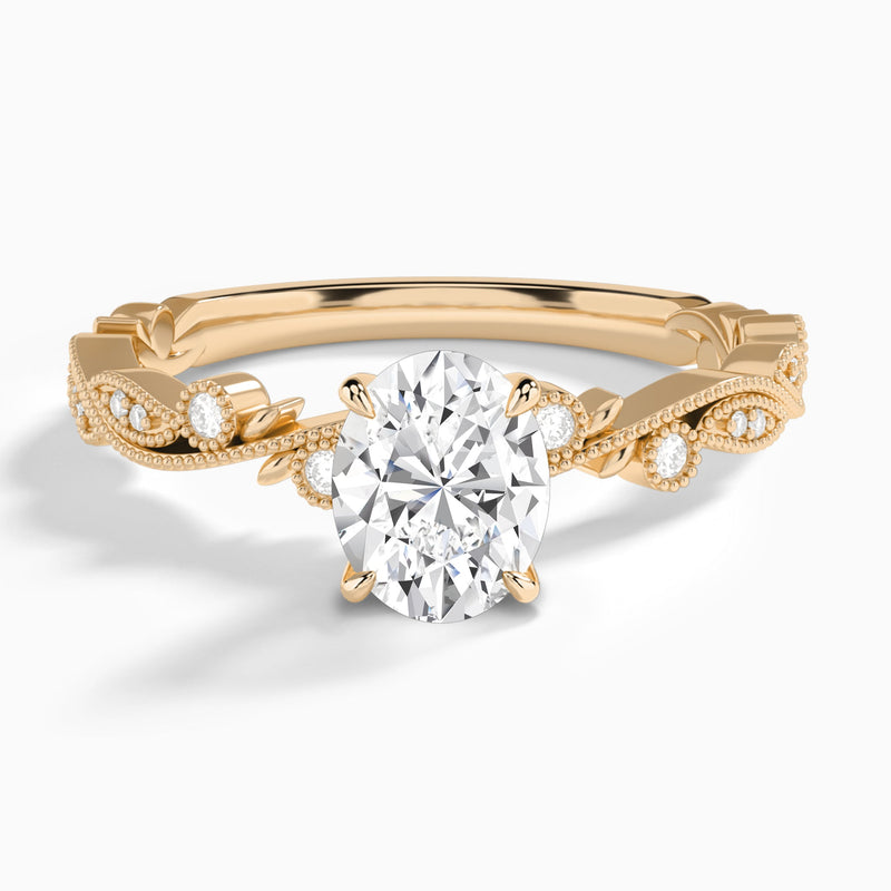 Oval Selena Lab Grown Diamond Engagement Ring In 14K Rose Gold - Lucenjuri