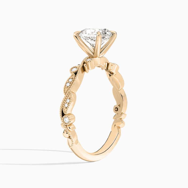 Oval Selena Lab Grown Diamond Engagement Ring In 14K Rose Gold, Angle View