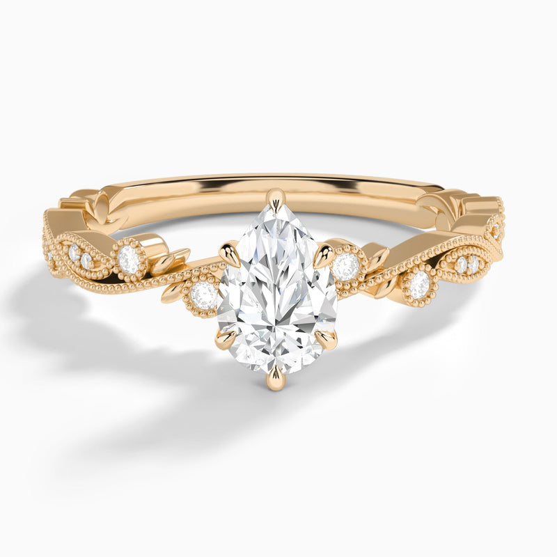 Pear Selena Lab Grown Diamond Engagement Ring In 14K Rose Gold - Lucenjuri