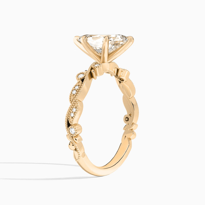 Pear Selena Lab Grown Diamond Engagement Ring In 14K Rose Gold, Angle View