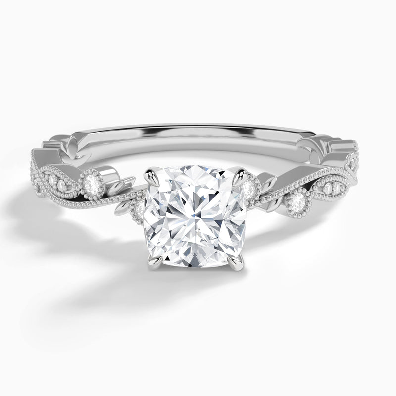 Cushion Selena Lab Grown Diamond Engagement Ring In 18K White Gold - Lucenjuri