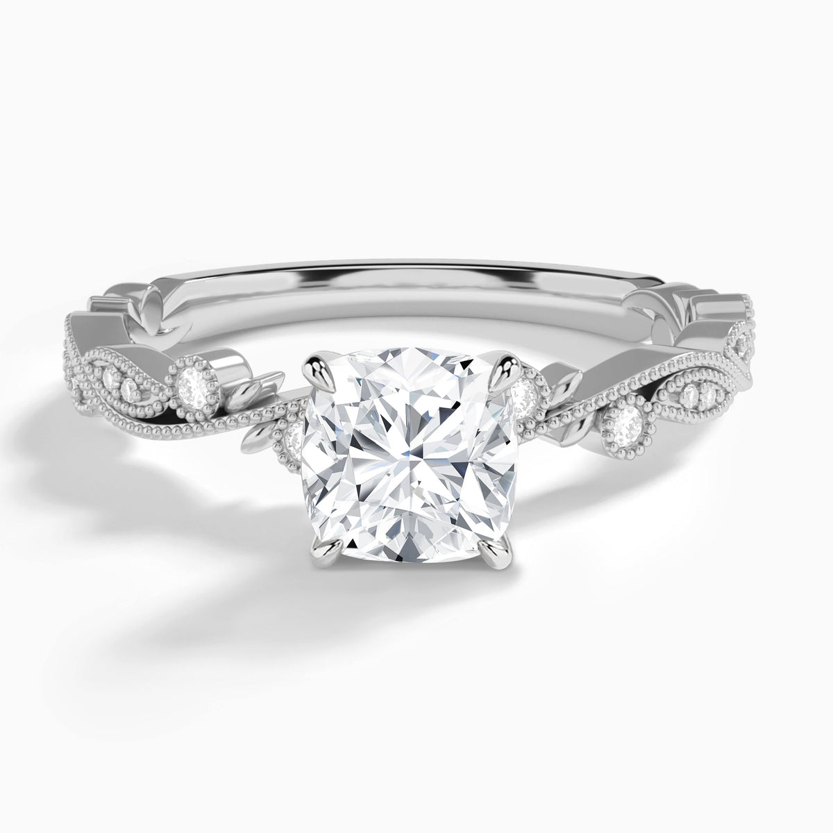 Cushion Selena Lab Grown Diamond Engagement Ring In 18K White Gold - Lucenjuri