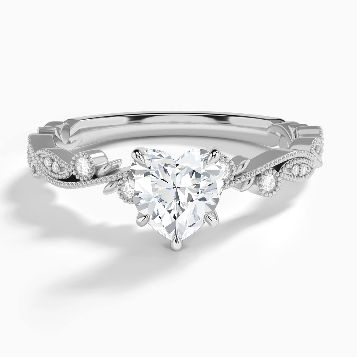 Heart Selena Lab Grown Diamond Engagement Ring In 14K White Gold - Lucenjuri